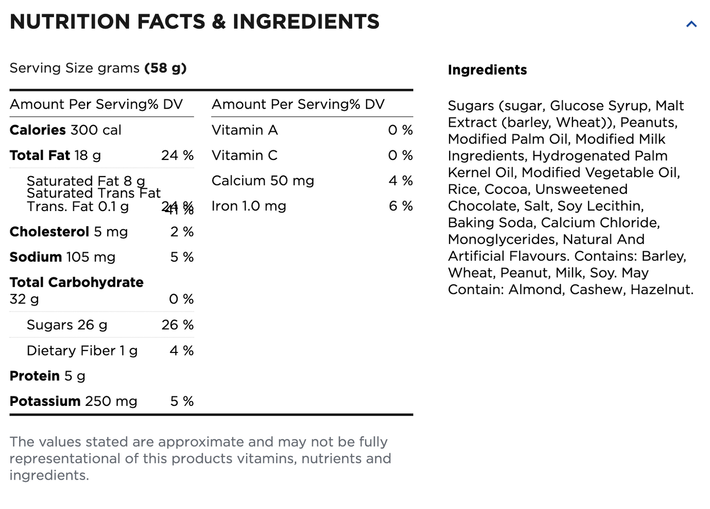 Cadbury Wunderbar Peanut Butter Chocolate Bar
