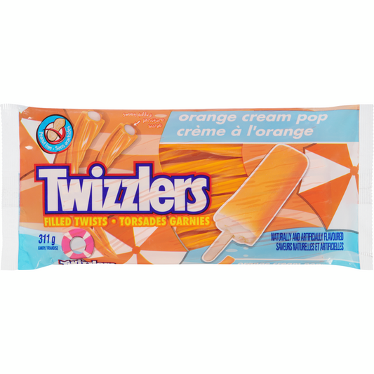 TWIZZLER Orange Cream Pop Filled Twists Candy