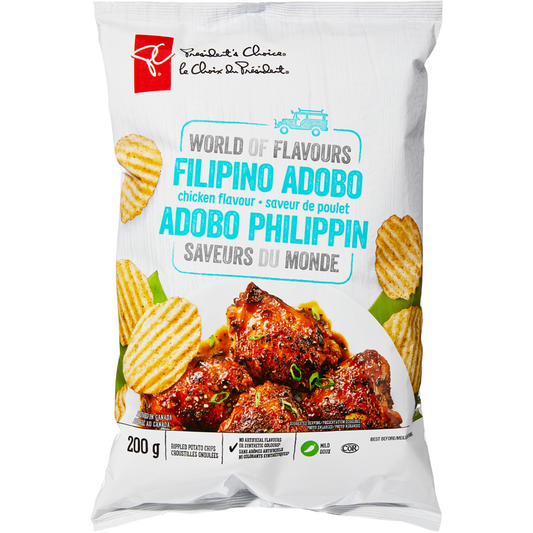 President's Choice World of Flavours Filipino Adobo Chicken Flavour Rippled Potato Chips