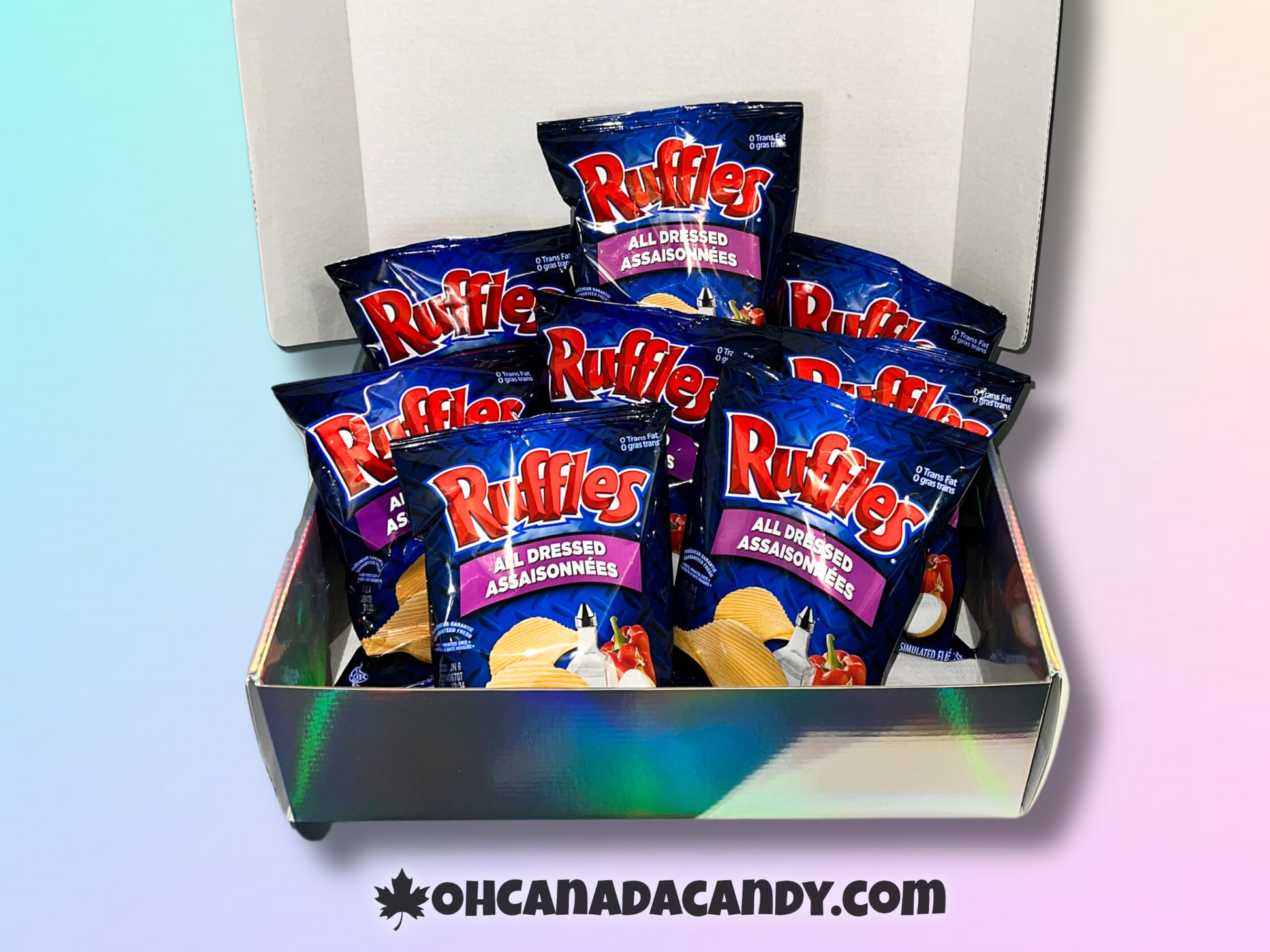 8-PACK Ruffles All Dressed Chips Gift Box Canadian Chips Oh Canada Candy 8-PACK Ruffles All Dressed Chips Gift Box Canadian Chips Oh Canada Candy