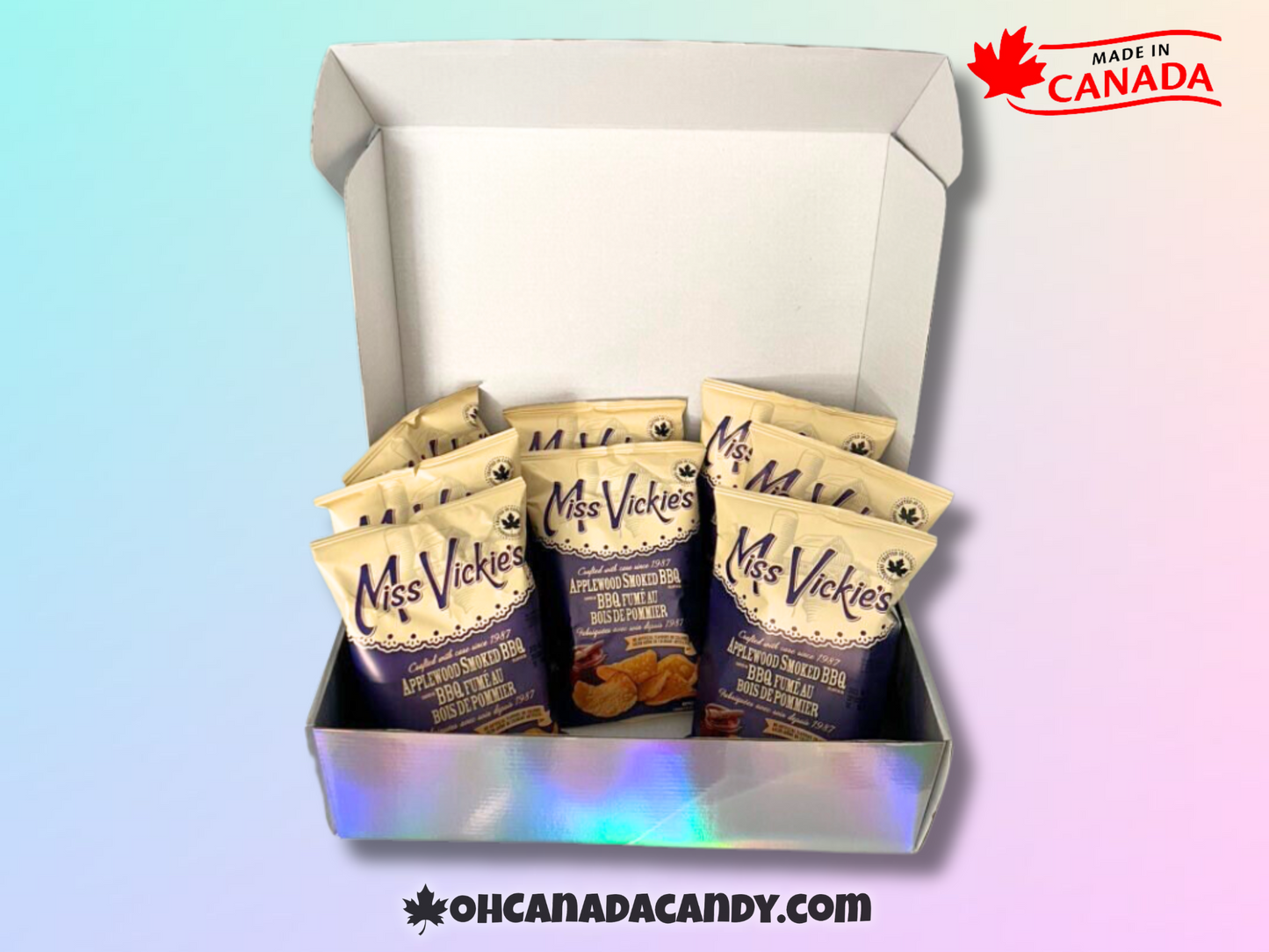 8-PACK Miss Vickies Applewood Smoked BBQ Chips Gift Box Canadian Chips