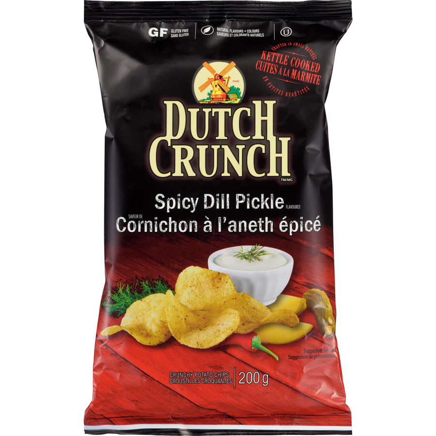 Old Dutch Crunchy Potato Chips Spicy Dill Pickle Flavoured