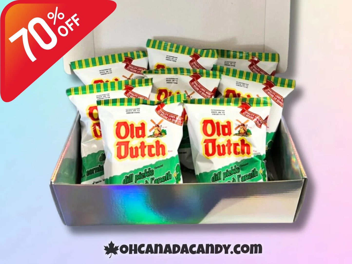 CLEARANCE 8-PACK OLD DUTCH Dil Pickle Chips Gift Box Canadian Chips