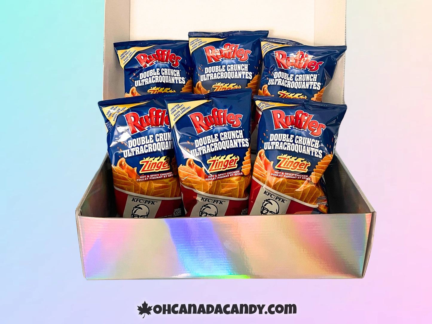 6-PACK Ruffles KFC Zinger Hot & Spicy Chicken Gift Box Canadian Chips