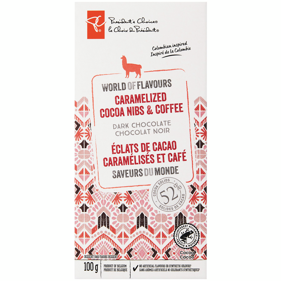 World of Flavours Caramelized Cocoa Nibs and Coffee Dark Chocolate Dessert Bar