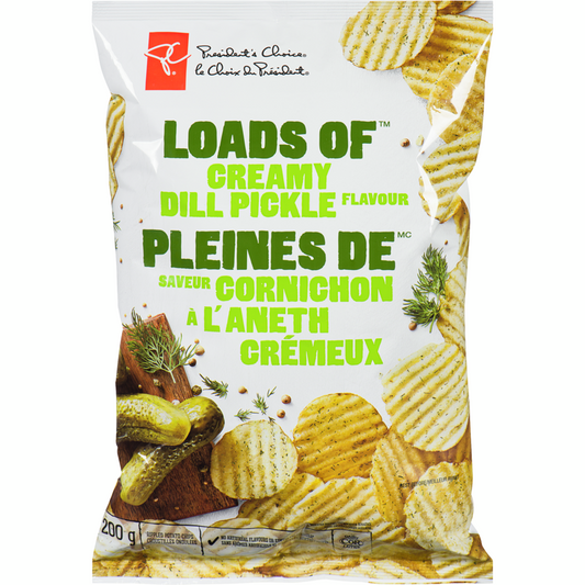 President's Choice Loads Of Creamy Dill Pickle Rippled Potato Chips