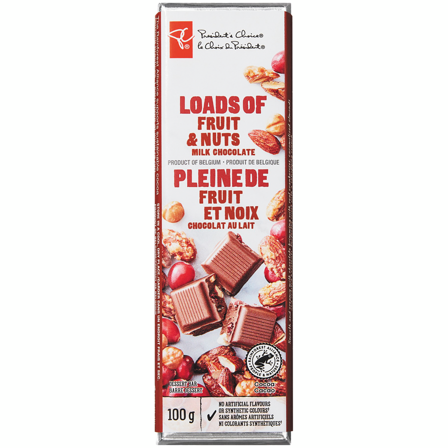 Loads of Fruit and Nuts Milk Chocolate Dessert Bar