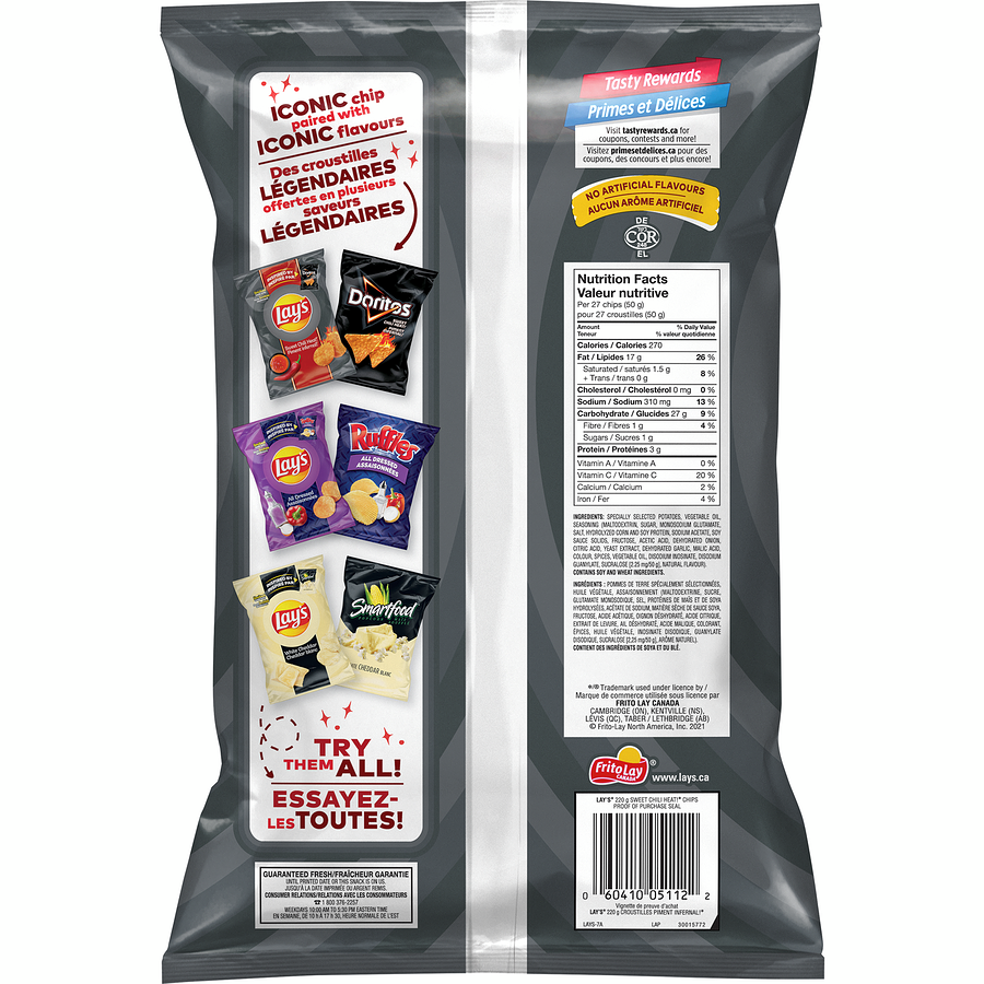 Lay's Sweet Chili Heat Chips Oh Canada Candy