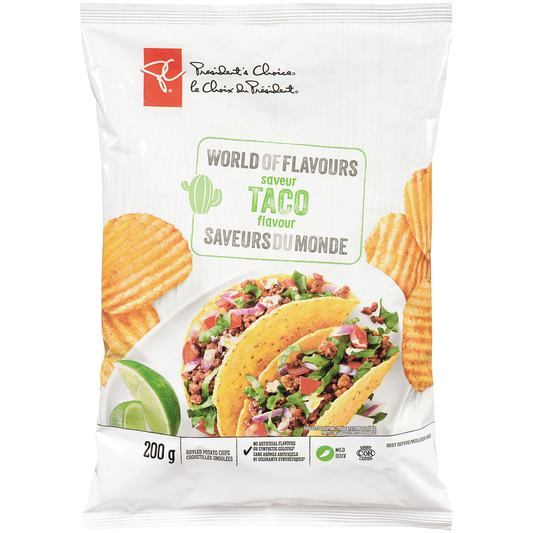 President's Choice World of Flavours Crispy Taco Flavour Potato Chips
