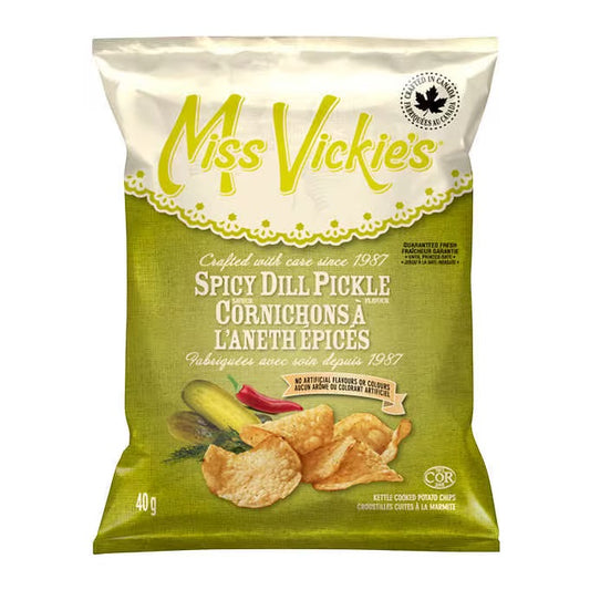 Miss Vickies Spicy Dill Pickle Kettle Cooked Potato Chips - Snack Size